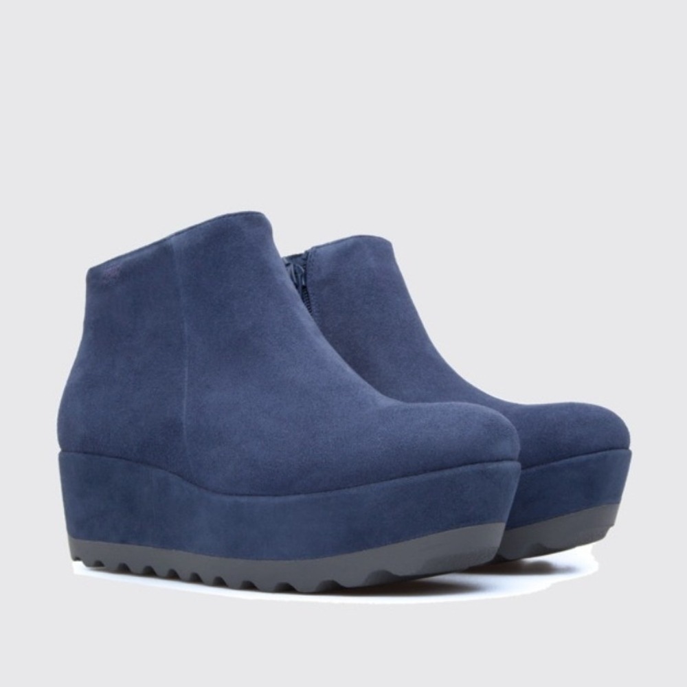 Camper Laika Platform Bootie Blue Suede Leather Size 9 EU 39 Ankle Side Zip